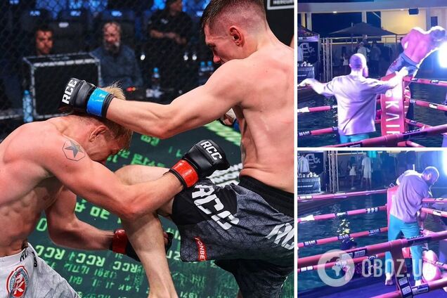 Российского бойца ММА прибило током, когда тот хотел отпраздновать победу, нырнув с ринга в бассейн. Видео