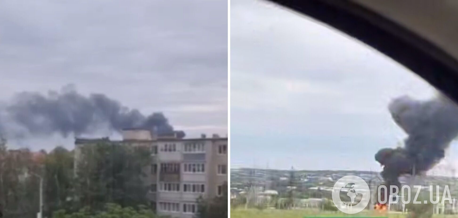 Дым виден издалека: в Белгородской области горит электроподстанция, россияне жалуются на атаку БПЛА. Видео