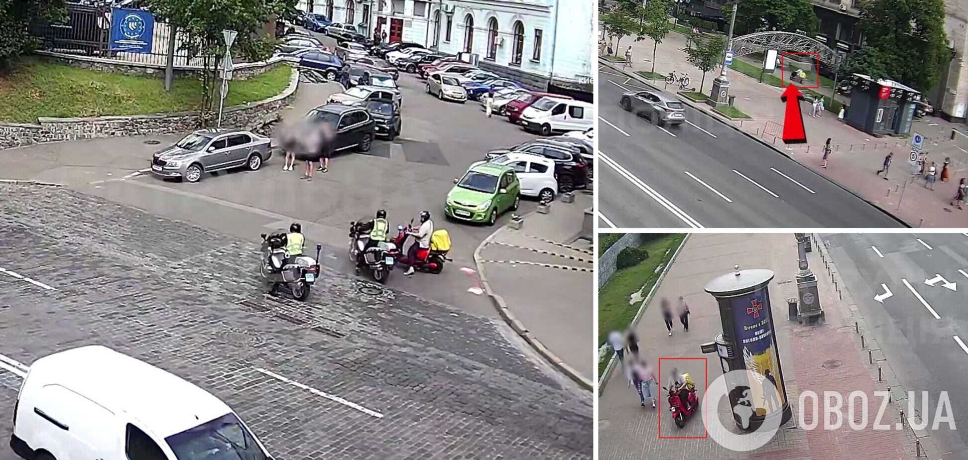 В Киеве курьер на скутере, едва не сбивая людей, катался по Крещатику и пытался скрыться от полиции. Видео