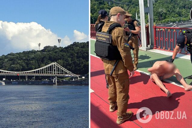 У Києві чоловік намагався скоїти самогубство, стрибнувши із пішохідного моста. Подробиці, фото та відео