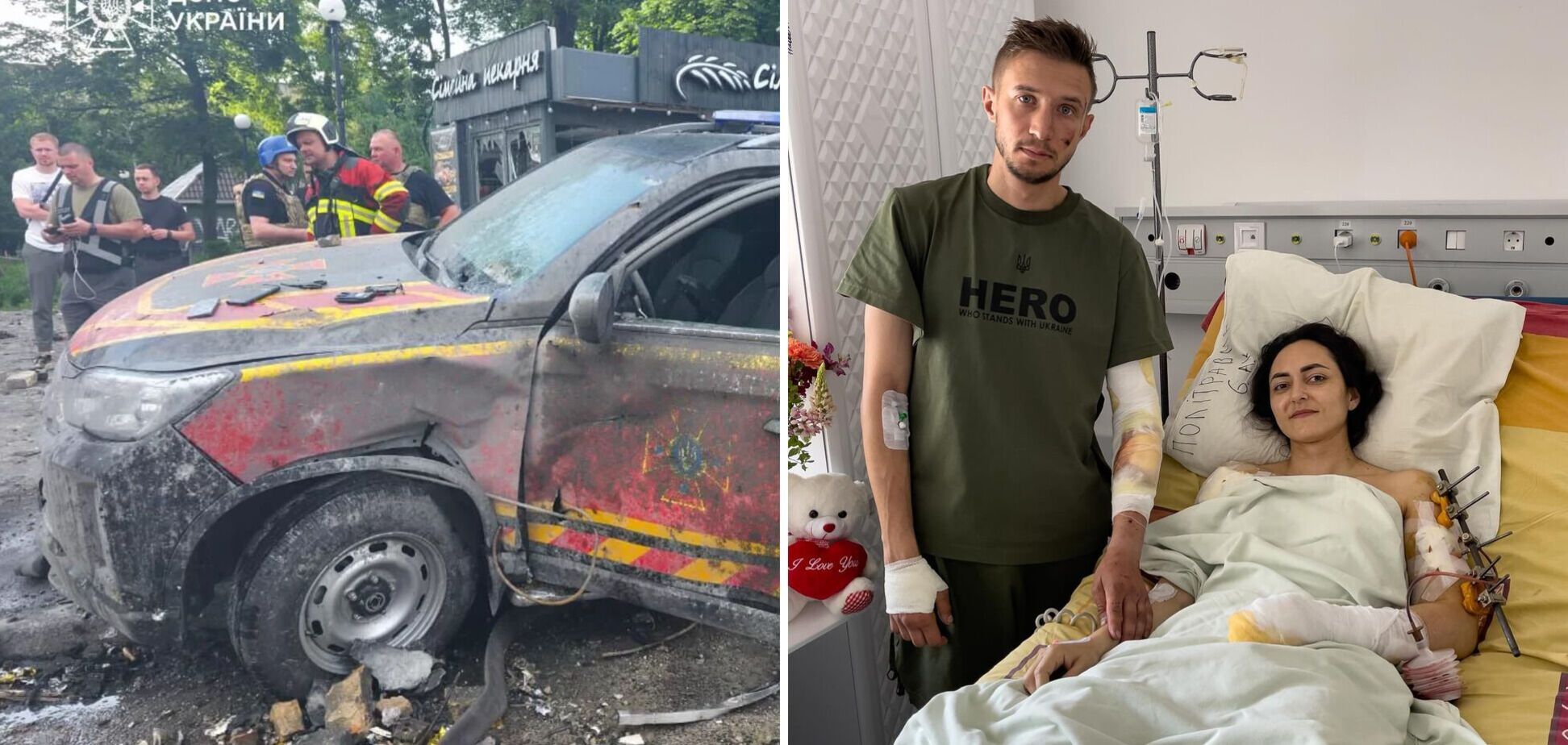 Пострадавшие в результате российского обстрела пресофицеры ГСЧС Киева рассказали о своем состоянии. Фото