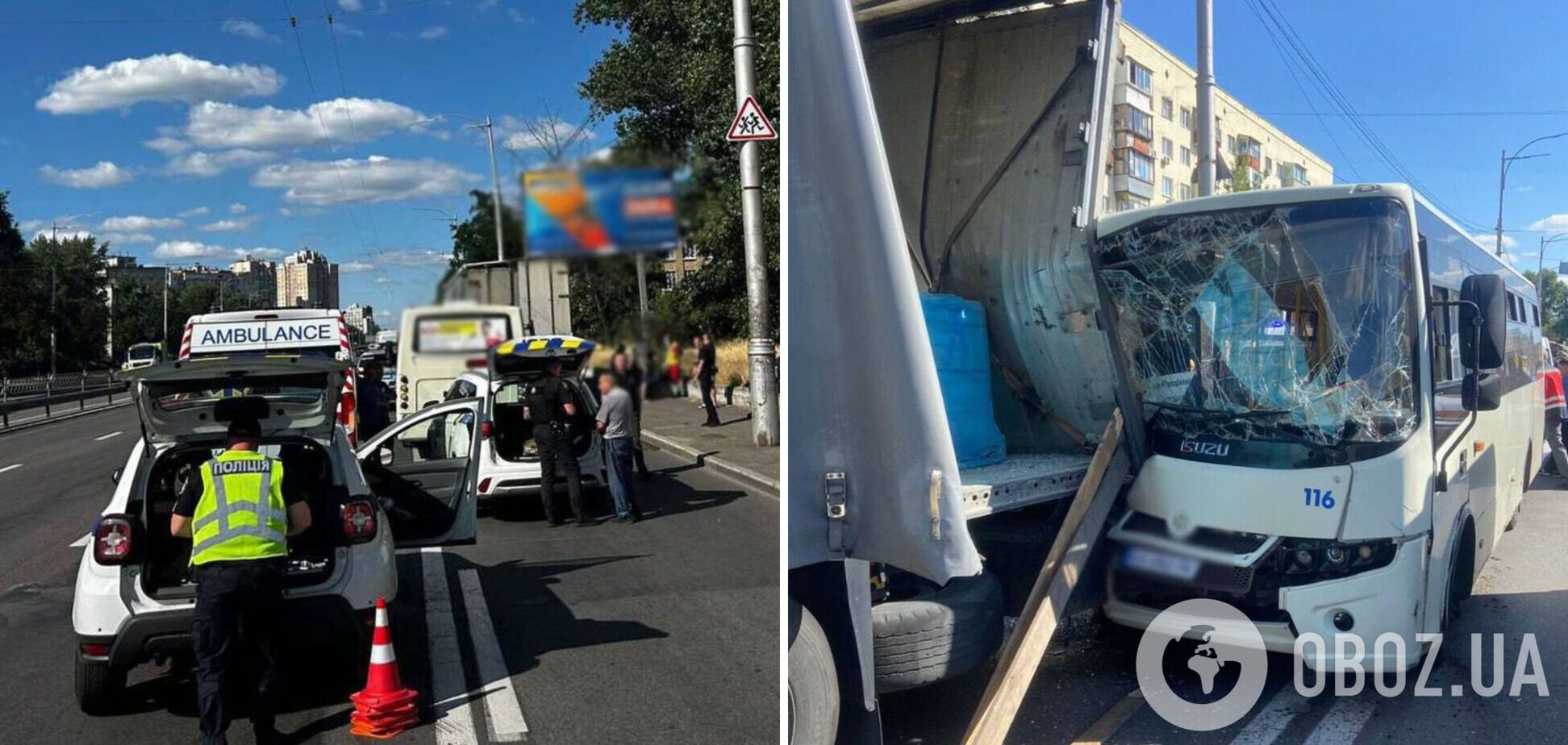 ДТП у Києві - маршрутка в'їхала у вантажівку: 12 пасажирів постраждали