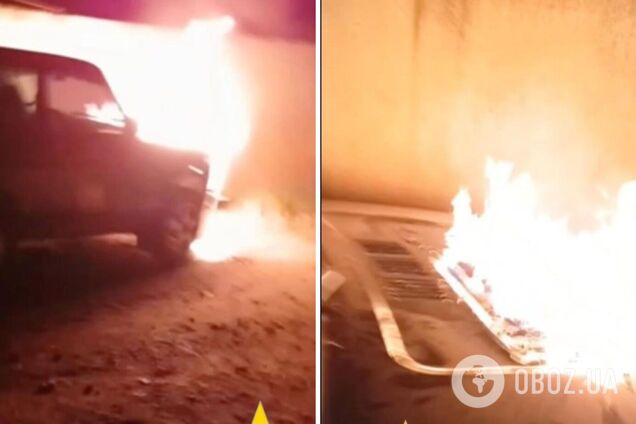 В оккупированном Мариуполе агент 'Атеш' сжег авто кадыровцев. Фото