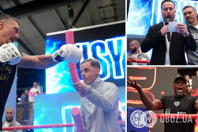 Усик вышел с политическим 'плакатом' на открытую тренировку с Дюбуа. Фото и видео