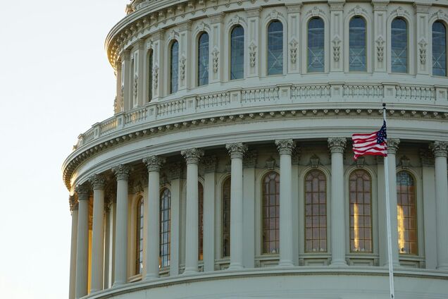 Иллюстрация - флаг США на фоне здания Конгресса