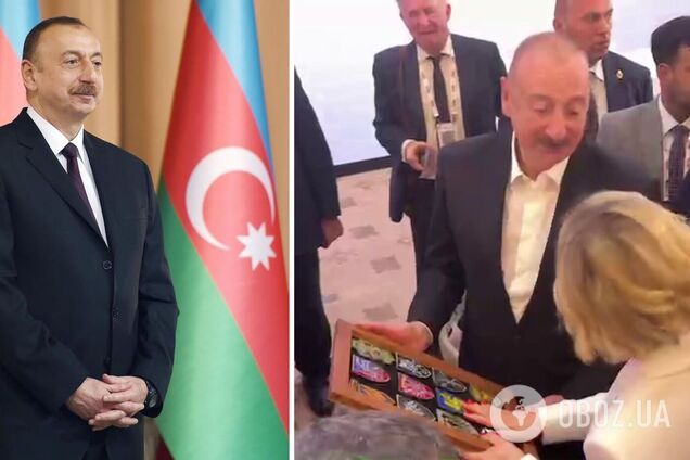 Президенту Азербайджана Алиеву подарили шевроны украинских боевых бригад: как он отреагировал. Видео