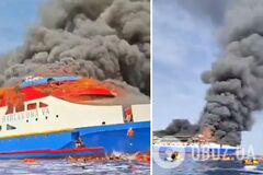 В Идонезии вспыхнул корабль с сотнями пассажиров: люди бросались в море для спасения. Видео