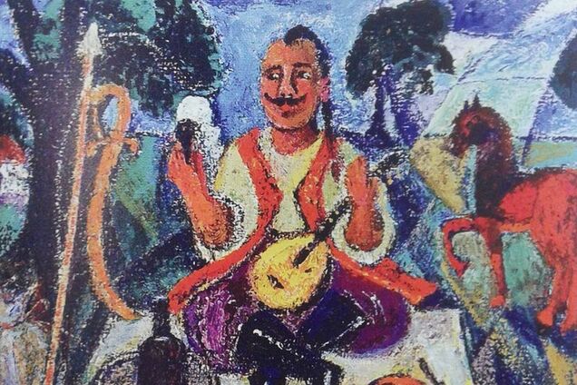 Картина Давида Бурлюка 'Козак Мамай' (1912)