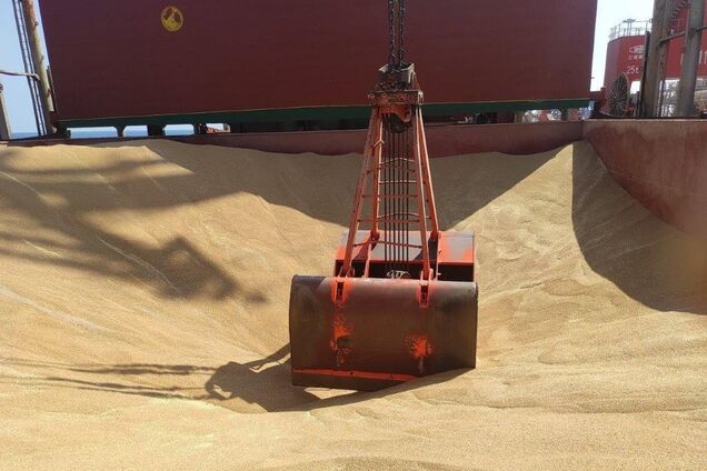 Зерно на грузовом судне. Иллюстрация