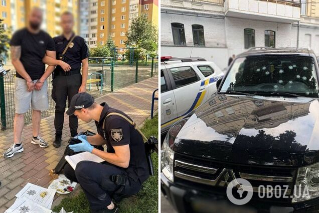 В Киеве мужчина открыл стрельбу во дворе жилого дома: злоумышленника задержали. Фото