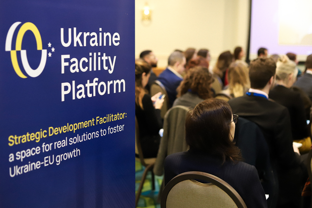 Запуск Ukraine Facility Platform - международной платформы бизнеса и гражданского общества. Иллюстрация