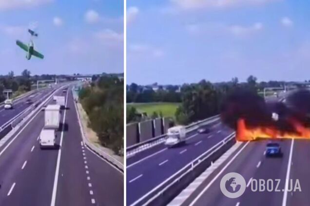 В Италии самолет упал на шоссе, погибли два человека: все подробности. Видео