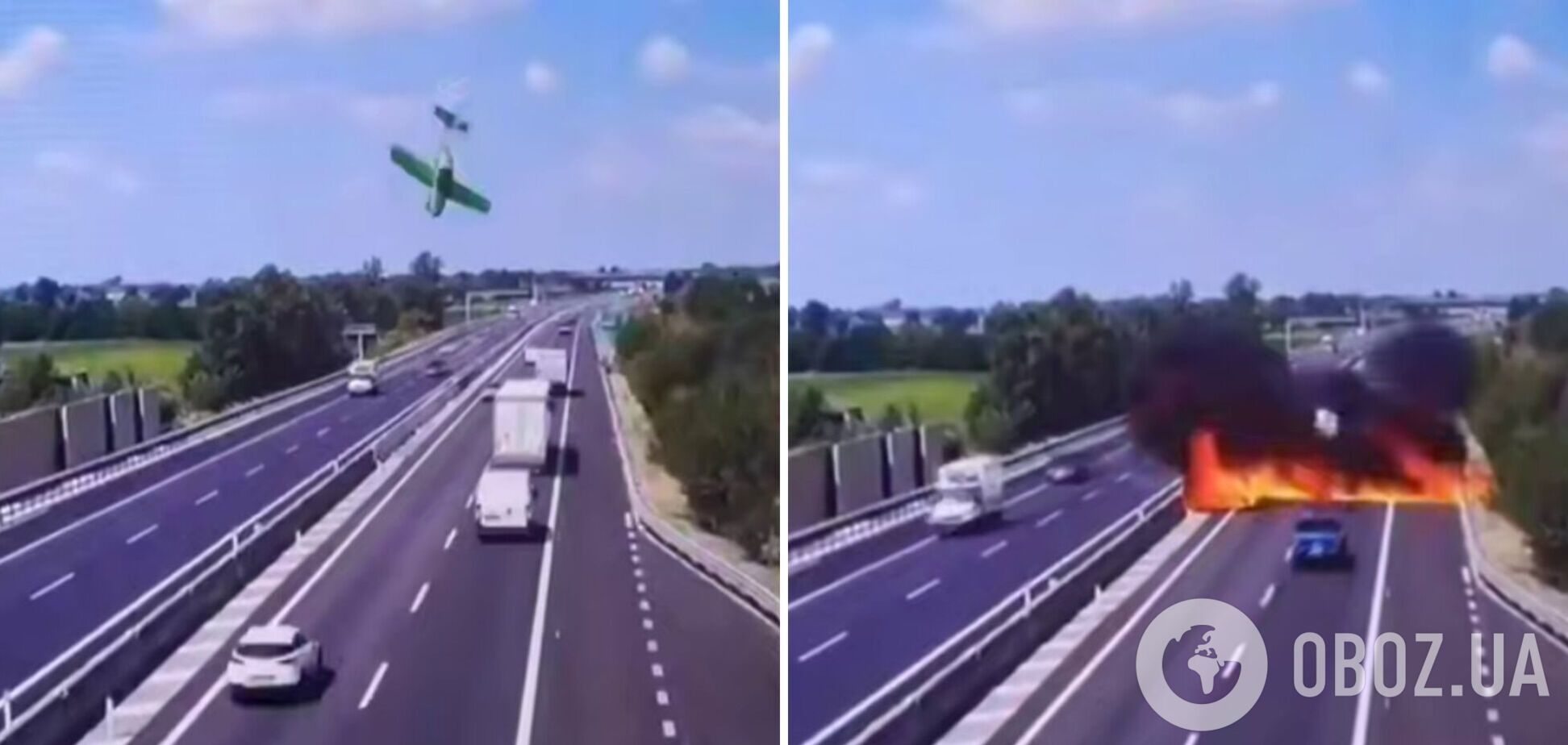 В Италии самолет упал на шоссе, погибли два человека: все подробности. Видео