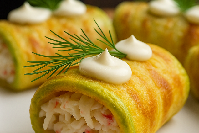 Вкусные кабачковые рулетики с крабовой начинкой: как приготовить беспроигрышную летнюю закуску