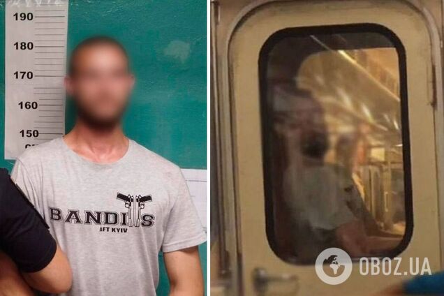 В Киеве пьяный 'зацепер' катался между вагонами метро, а потом убегал от полиции. Фото и видео
