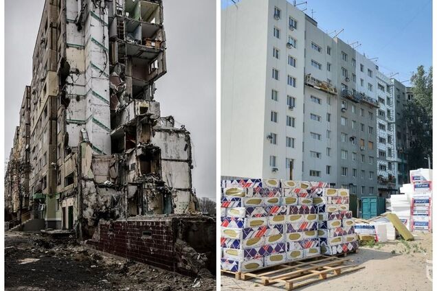 В Днепре утепляют дом, в котором обстрелом были полностью разрушены два подъезда