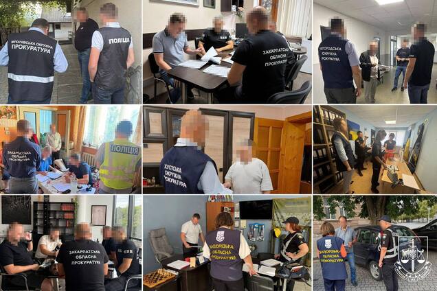 Коллаж из фото задержаний чиновников за коррупцию. Иллюстрация