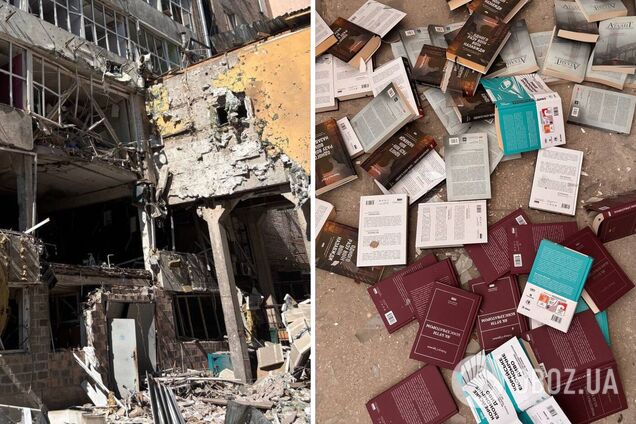 'Русский мир' несет разрушения: в Киеве в результате обстрела РФ поврежден склад книжного издательства 'Наш Формат'. Фото