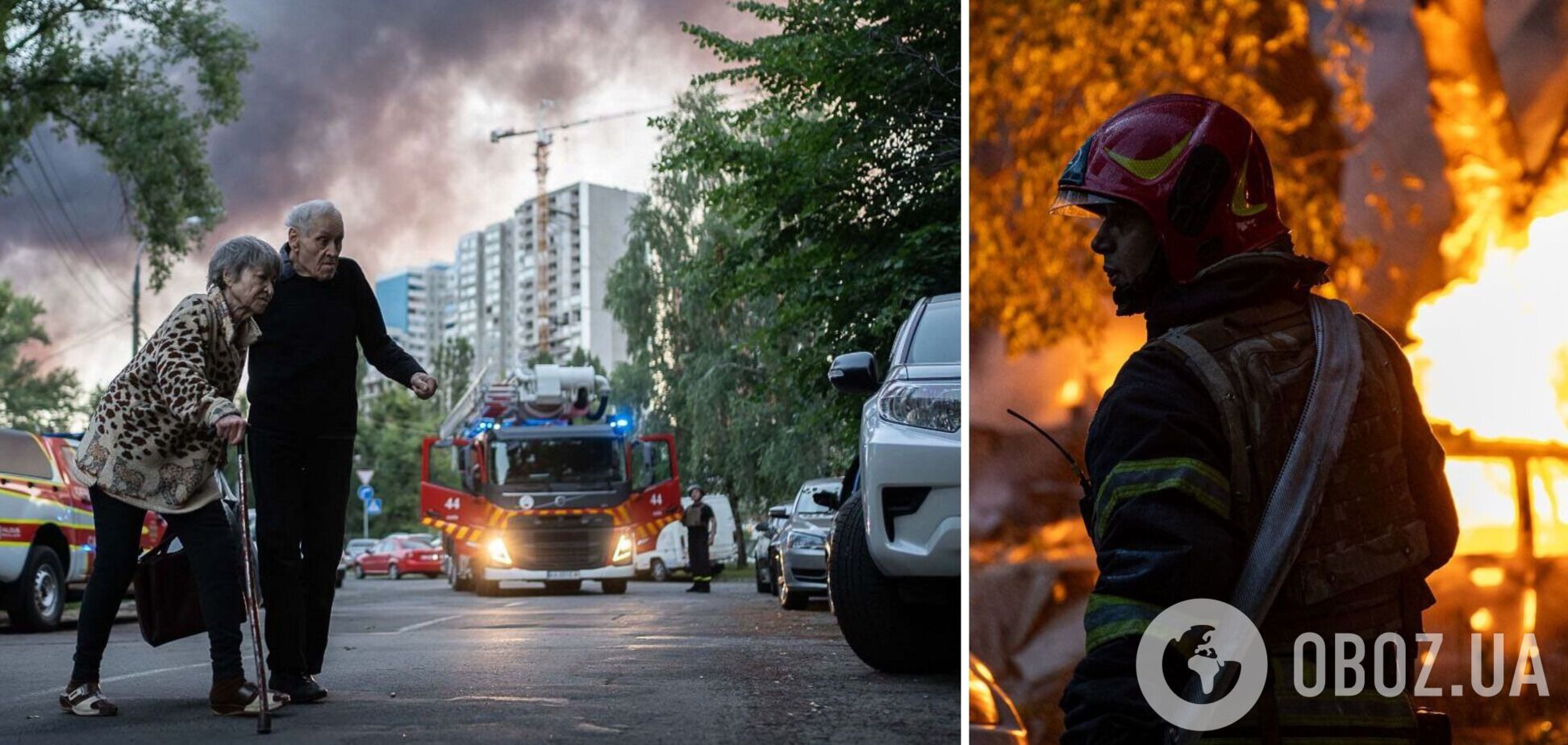 Оккупанты массированно атаковали Киев дронами и ракетами: возникли пожары, есть жертва, количество пострадавших превысило 20 человек. Фото