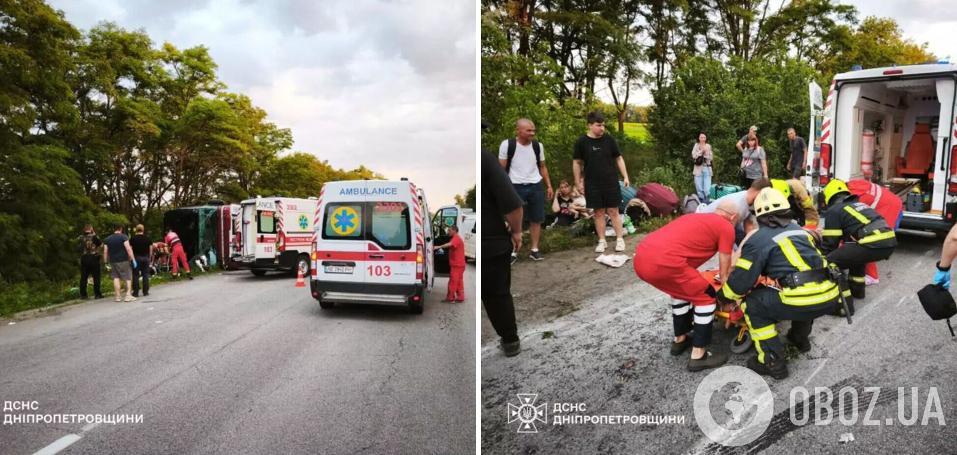 На Днепропетровщине перевернулся двухэтажный пассажирский автобус: есть жертва, десятки людей пострадали. Фото