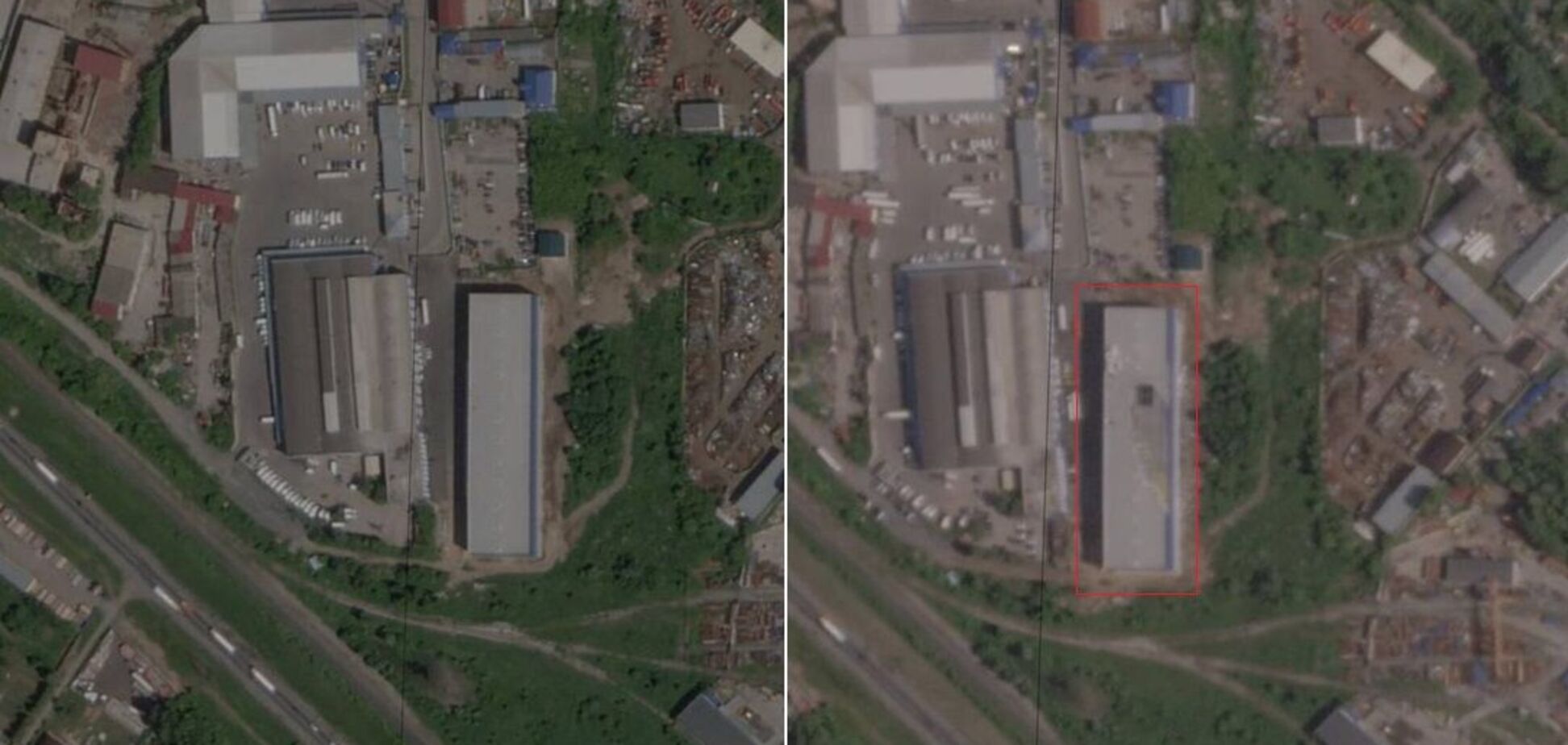 Характерні сліди від великої пожежі: супутникові знімки підтвердили ураження двох оборонних заводів у Росії. Фото