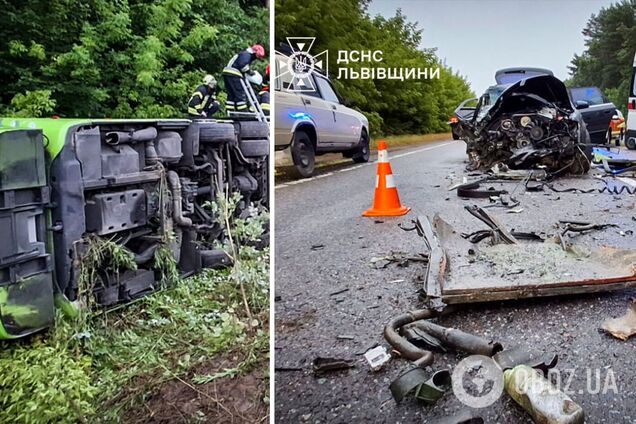 На Львівщині автобус із дітьми потрапив у ДТП, є постраждалі. Фото