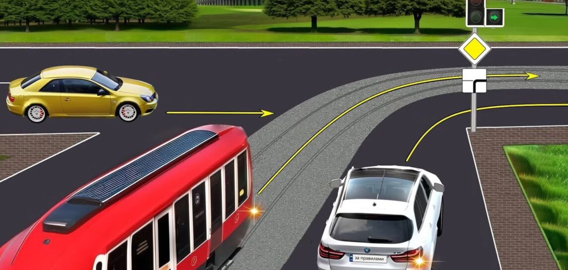 Чи має жовте авто перевагу? Тест на знання ПДР