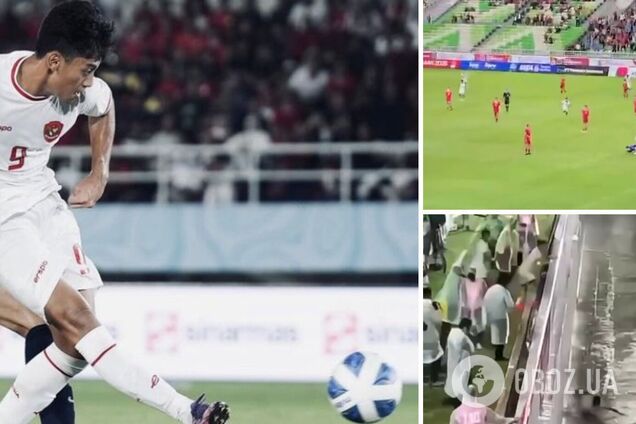 Футболист сборной Индонезии провалился в ров, празднуя гол. Видео