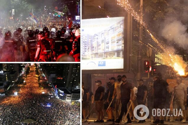 Протесты в Сербии превратились в беспорядки: под атакой правящая партия, а Вучич говорит о 'нервозности'. Видео