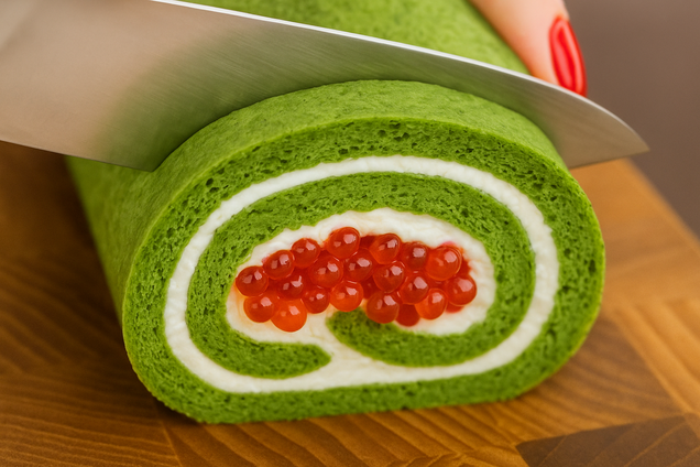 Вкусный шпинатный рулет с икрой и крем-сыром для праздничного стола: делимся простым рецептом