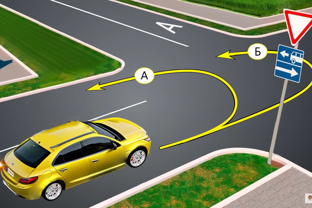 Какая траектория разворота разрешена? Тест на знание ПДД