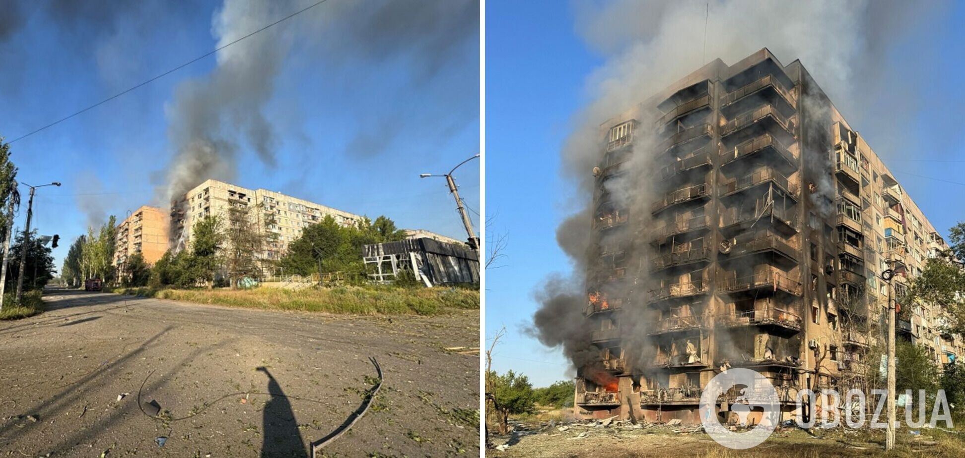 Многоэтажка охвачена огнем: появились жуткие кадры последствий российской атаки на Константиновку