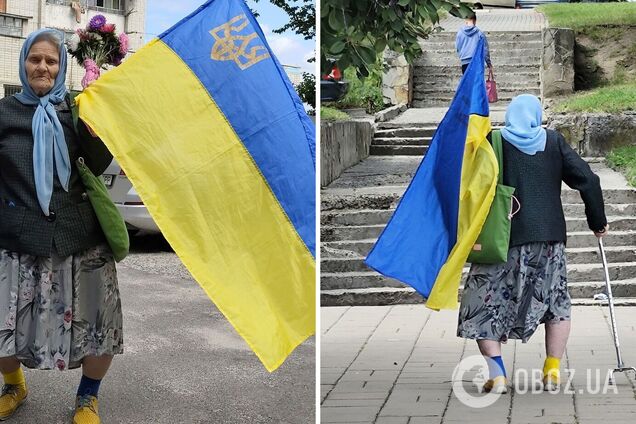Родом з херсонських степів: стало відомо, ким є бабуся, яка розчулила мережу синьо-жовтим стягом на плечах. Фото