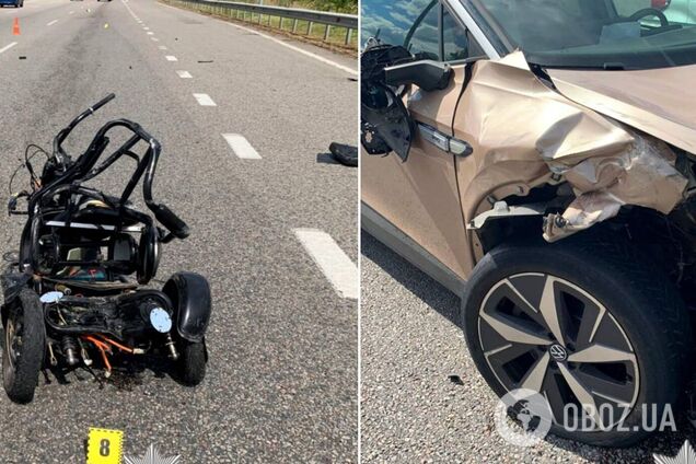 На Киевщине легковушка на скорости протаранила трехколесный электроскутер: есть погибший. Подробности и фото