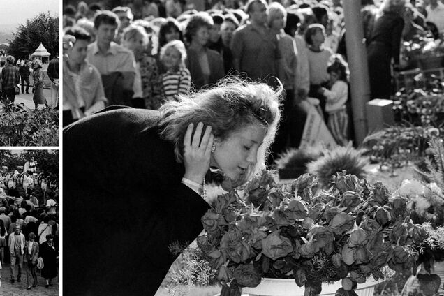 Який вигляд мала традиційна виставка квітів на Співочому полі в Києві у 1994. Архівні фото