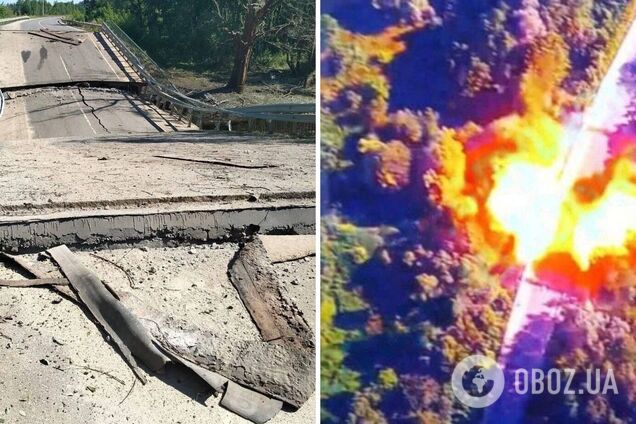 На Брянщине пилот FPV-дрона взорвал мост, который заминировали сами же россияне: три села оказались отрезанными от РФ. Фото и видео