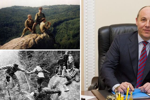 Став 'живим місточком' між скелями: у мережі показали невідомі фото Парубія з його молодості