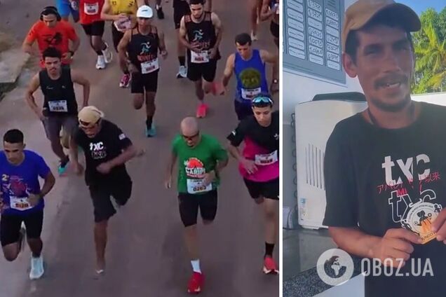У Бразилії п'яний відвідувач бару в шльопанцях випадково пробіг марафон і став призером. Відео