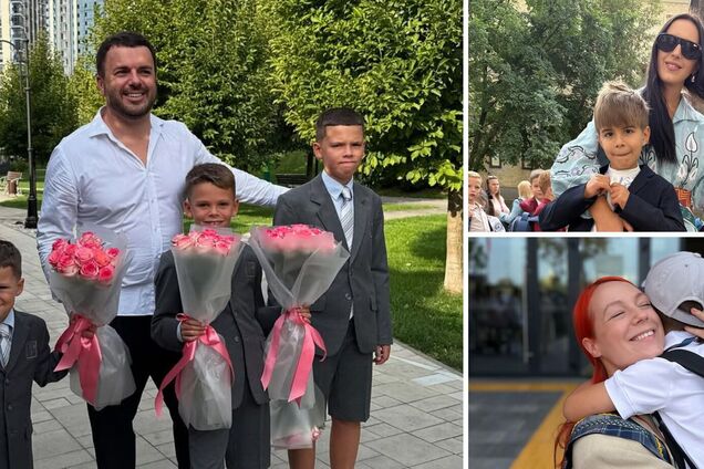 Решетніки в однакових костюмах, а син Цибульської в штанах з діркою: зірки показали своїх дітей-школярів на першому дзвонику. Фото