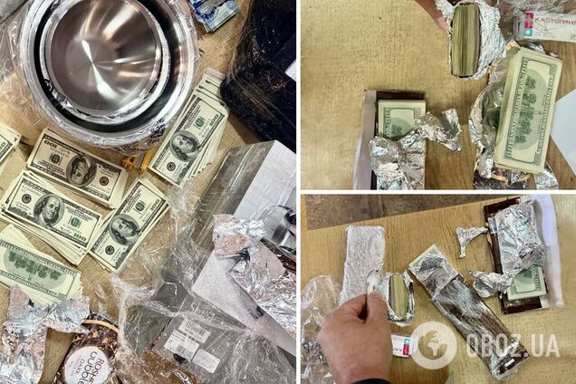Киевские таможенники обнаружили в посылке валюту более чем на 1,67 млн грн, спрятанную в упаковки из шоколадок. Фото
