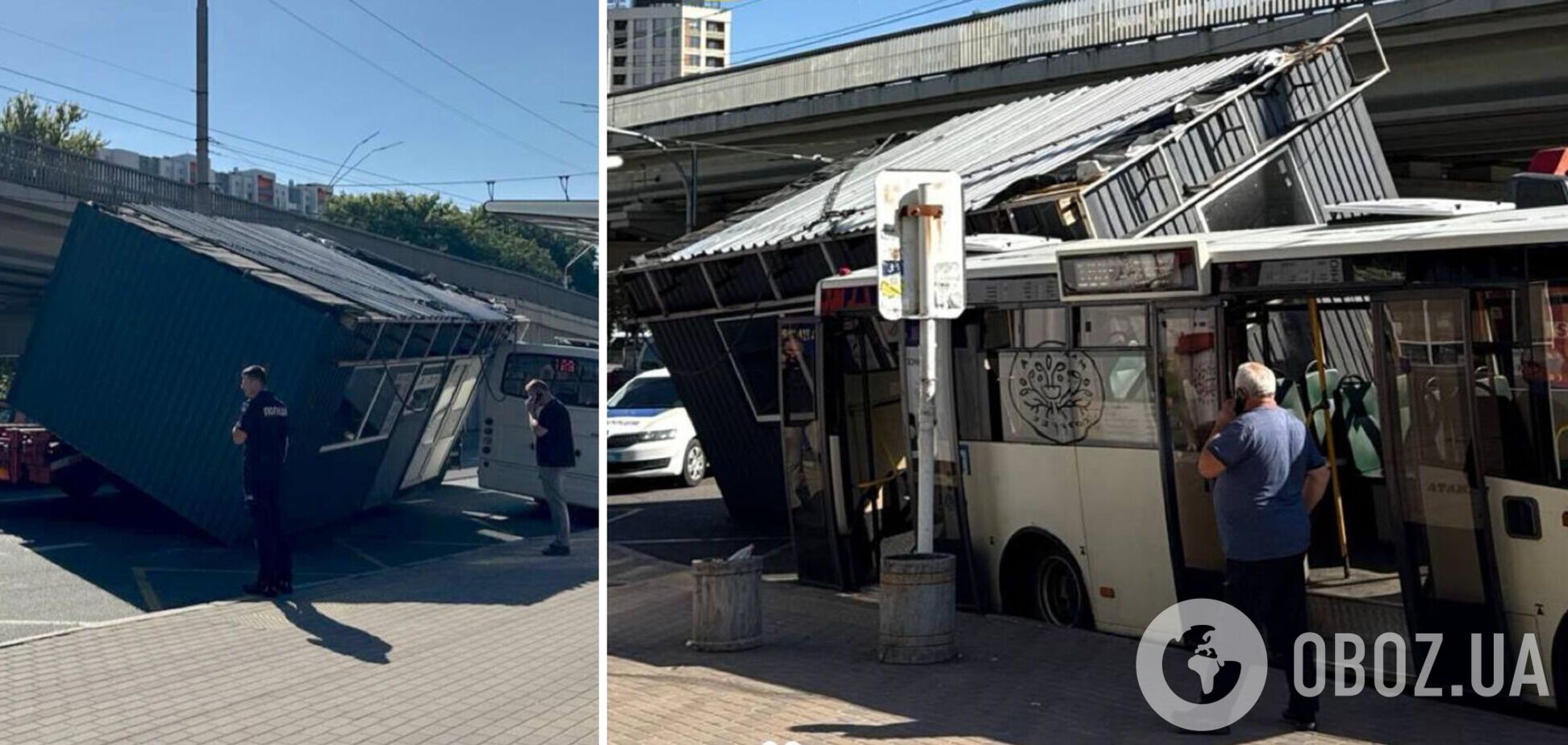 У Києві з вантажівки на маршрутку впав МАФ. Подробиці, фото та відео