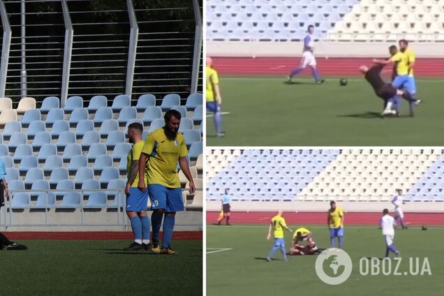 Понадобилась помощь медиков. Украинский футболист отправил арбитра в нокдаун в матче и хотел добить. Видео