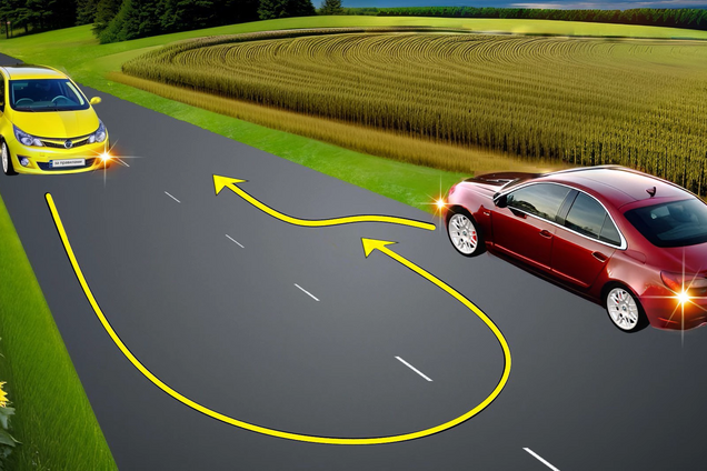 Водій якого авто повинен дати дорогу? Завдання з ПДР