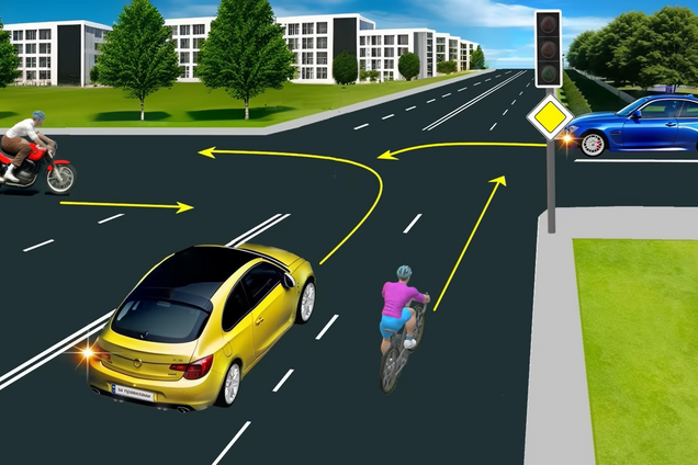 В якому порядку транспортні засоби проїдуть перехрестя? Тест на знання ПДР