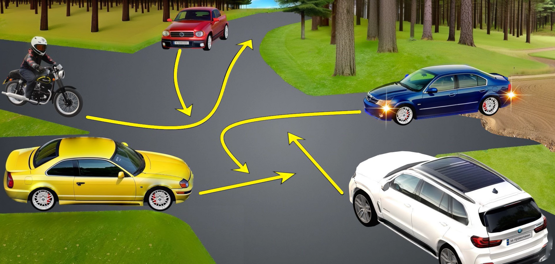 Кто проедет перекресток предпоследним? Тест на знание ПДД