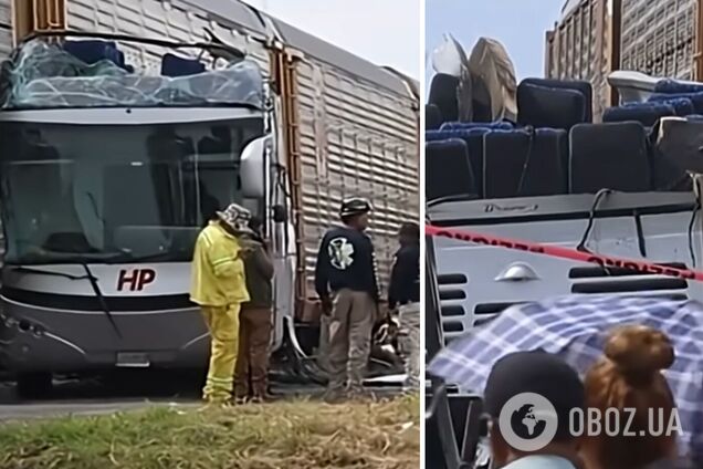 В Мексике грузовой поезд столкнулся с пассажирским автобусом: десять человек погибли, более 60 ранены. Фото и видео