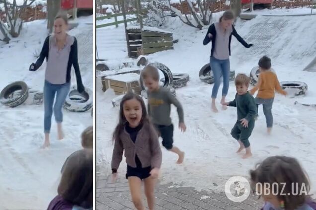 'Навіть страшно уявити, що зробили б з вихователькою в Україні!' Мережу збентежило відео з дитсадка у Данії, де діти бігають босі по снігу