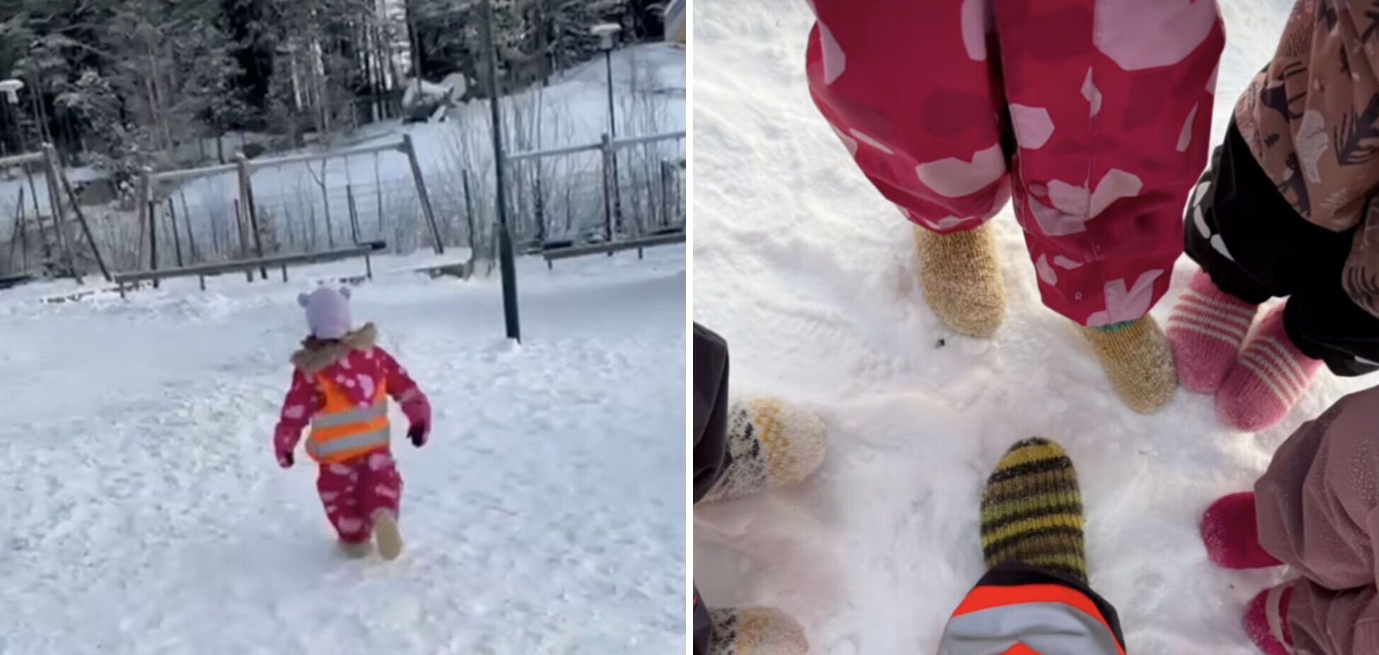 15 градусів морозу, а діти гуляють по снігу в шкарпетках. Мережу захопило відео українки з дитсадка у Фінляндії