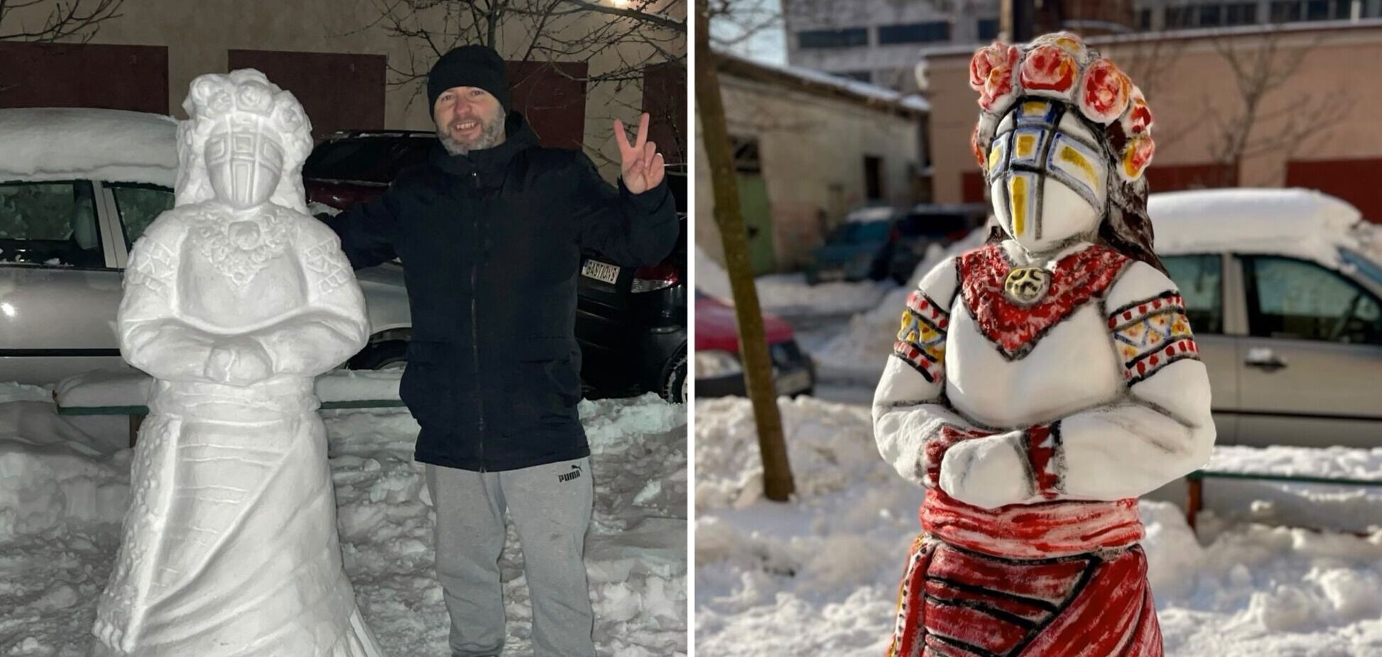 В Ивано-Франковске слепили из снега 'куклу-мотанку' в человеческий рост. Фото и видео