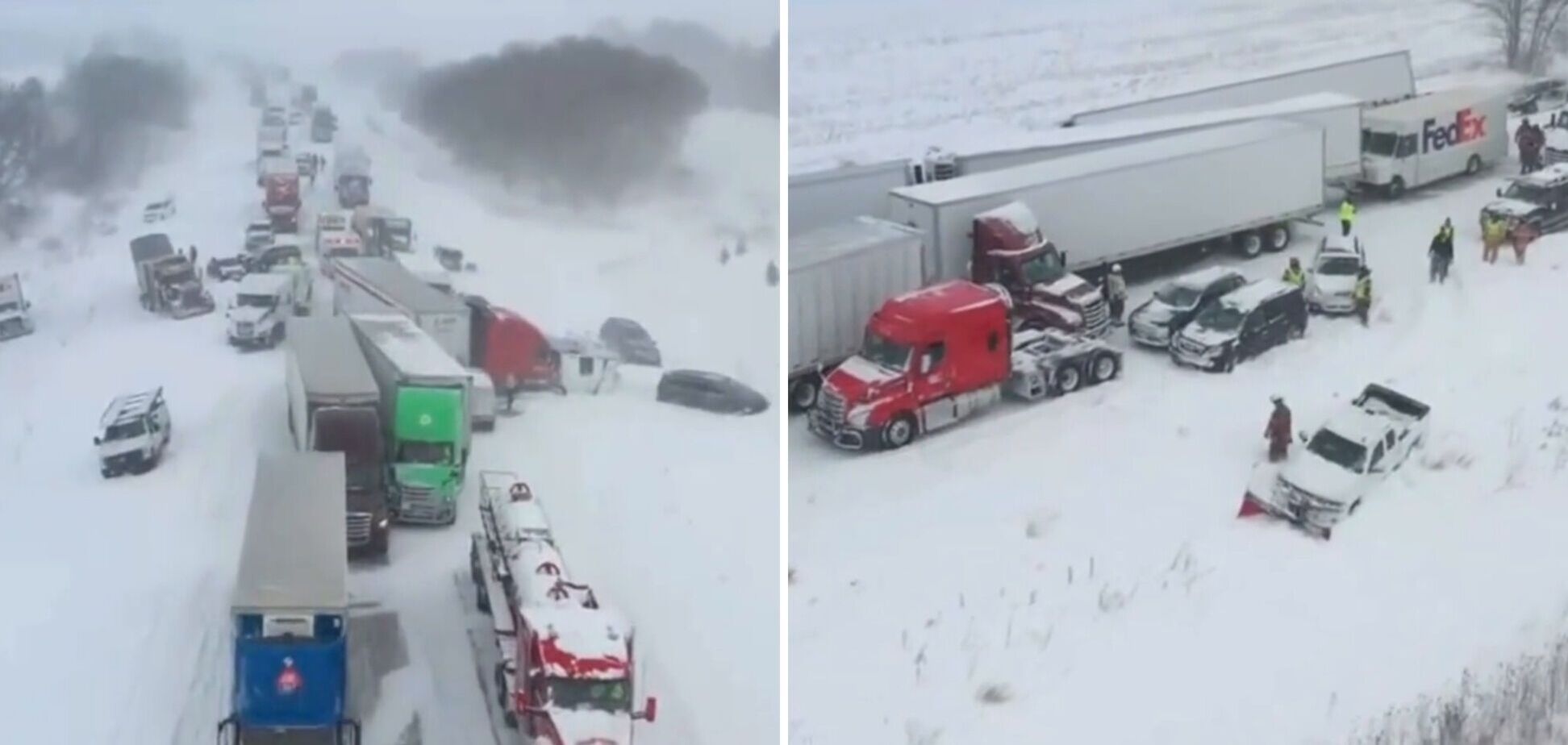 У США через снігопад зіткнулися понад 100 авто: є постраждалі. Відео